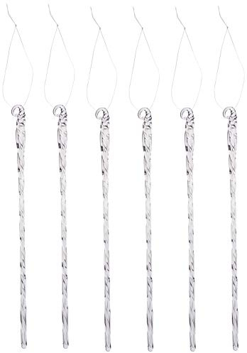 Kurt Adler 7.5-Inch Glass Twist Icicle Ornaments - 6-Piece Set