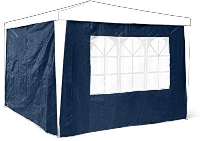 Relaxdays 2 paredes laterales para carpas de 3 x 3 m, 190 x 290 cm, 1 ventana PVC, 100 g PE, p, azul