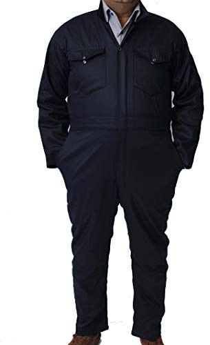 Road Master Men's Poly Cotton Coverall Overalls Painters Suit Decorators Mechanic Workwear Boiler Suit Cleaning Job Work Uniform with Two Chest Pockets, Navy, Small
