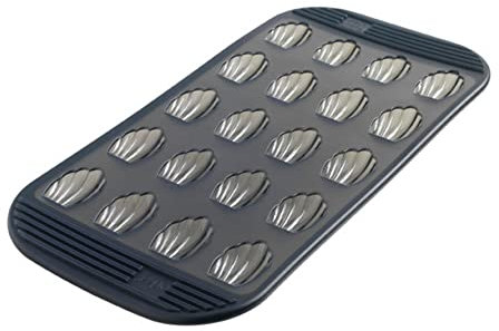 Mastrad Mini-Madeleine Baking Tray Pan, Nonstick Madeleine Mould, Scallop Shell Shaped Tray, Dishwasher Safe, 20 Hole - F43214