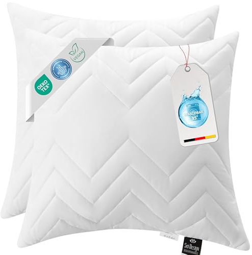 sei Design Deko-Kissen 2-er Set 50x50 cm Zierkissen Sofakissen für Couch Bett und Sofa gesteppt mit Reißverschluss Doppelpack Kopfkissen Ökotex | waschbar bis 95 Grad | Made in Europa