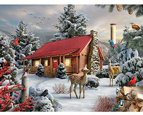 Bits and Pieces 1000 Stück Puzzle für Erwachsene New Friends 1000 Pc Winter-Kabine Jigsaw by Artist Alan Giana