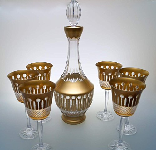 Bagatela.de Set di 6 bicchieri da vino colorati + caraffa oro cristallo al piombo