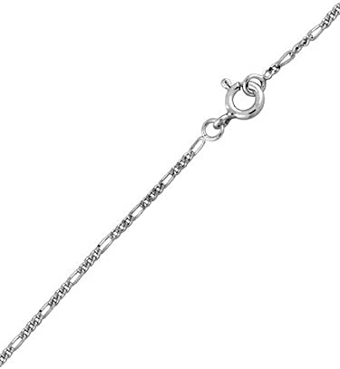 11 Inch Large Length Figaro Link Anklet/Ankle Bracelet/Ankle Chain - 925 Sterling Silver – Adjustable from 10 to 11 Inches / 28 cms Figaro Chain - Anklets For Women Men