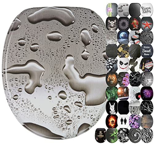 Sanilo Soft Close Toilet Seat, Wide Choice of Black Toilet Seats, Stable Hinges, Easy to Mount (Dewdrop)