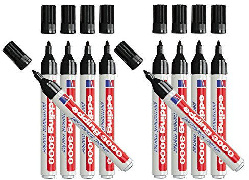 Permanentmarker edding 3000, schwarz, 1,5-3 mm, nachfüllbar, 10er-Pack