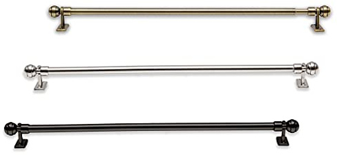MforStyle LIGHT Extendable Cafe Rod MINI Curtain Pole - Ø 8/10 mm - Silver Chrome or Brass or Black Metal Large Selection - RANGE (31.5 - 55.1 (80-140cm), Chrome)