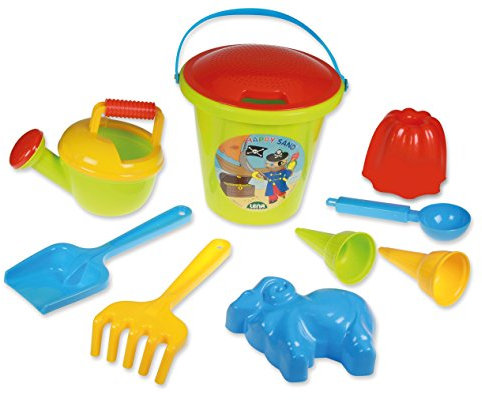 Lena 05422 - Happy Sand Spielset Jungs II, Eimergarnitur 10-TLG., Sandspielzeug Set für Kinder ab 2 Jahre, Spielset mit Eimer, Sieb, Schaufel, Rechen, Gießer, Eislöffel, 2 Eistüten und 2 Förmchen
