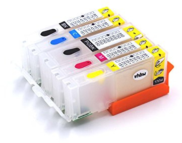 vhbw 5er-Pack Refill Tintenpatrone Leer Mehrfarbig kompatibel mit Canon Pixma MX725, MX925, MX920 Drucker, CISS - mit Chip (Kompatibel)