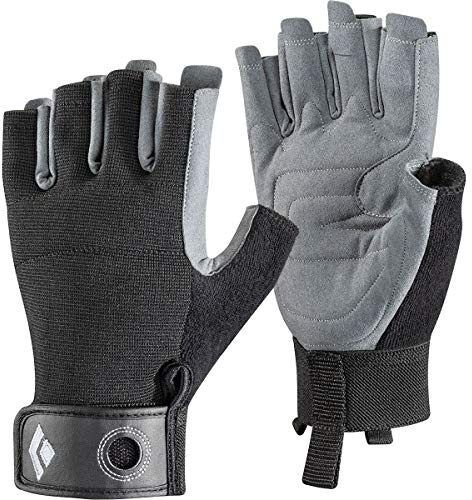 Black Diamond CRAG HALF-FINGER GLOVES, Robuster Halbfinger-Handschuh zum Klettern, Sichern, Abseilen, Arbeiten und für Klettersteige, Black, Gr. Medium