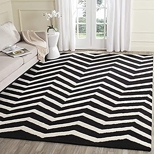 SAFAVIEH Tapis Contemporain Pour Salon, Salle à manger, Chambre à coucher - Cambridge Collection, Tapis à poil court, Noir et Ivoire, 152 X 244 cm