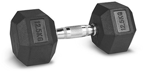 Lex Quinta Hex Hantel - Hexagonal Dumbbell - 1x Kurzhantel gummiert - 12.5kg