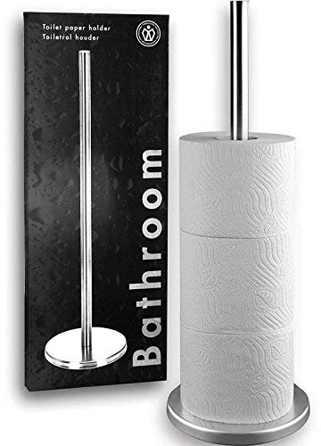 Stainless Steel Bathroom Freestanding Toilet Paper Tissue Roll Holder Storage