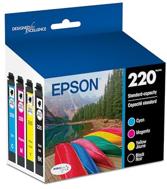 EPSON 220 DURABrite Ultra Ink Standard Capacity Black & Color Cartridge Combo Pack (T220120-BCS) Works with WorkForce WF-2630,2650, 2660, 2750, 2760 and Expression XP-320,420, 424