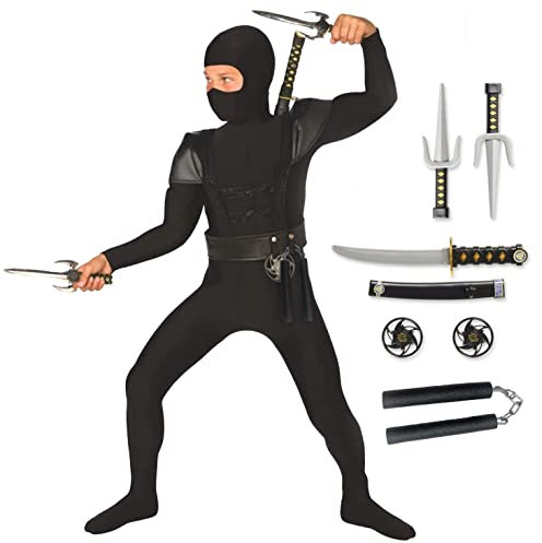 Morph Black Ninja Costume For Boys - Kids Halloween Ninja Outfit - Fun Dress Up Costume For Boys, Small