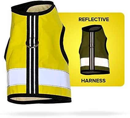 Kitty Holster Reflective Cat Harness – High-Visibility Cat Harness for Travel, Day and Night Walking - Soft Cotton Cat Accessories, Breathable, Secure & Washable, Made in USA - Sunshine Yellow, XS