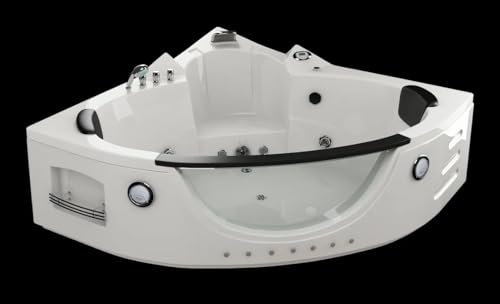 Bagno Italia baignoire à remous 152 x 152 blanche ou noire avec vitre frontale 28 jets Chromathérapie APPAREIL DE CHAUFFAGE TOUTES OPTIONS