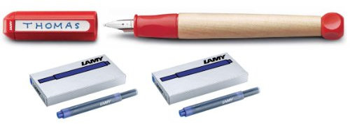 Lamy Schreiblernfüller A rot, abc incl. 2 Päckchen Ersatz Tinten Patronen in blau