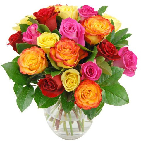 Clare Florist Colourful Rainbow Roses Fresh Flower Bouquet with FREE NEXT DAY UK DELIVERY - Fresh Flowers Perfect for Any Occasion