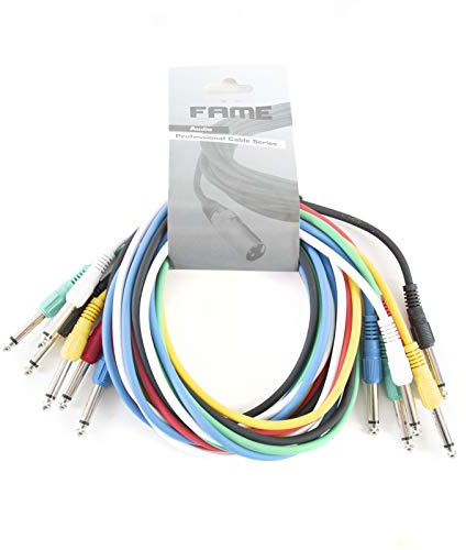 MUSIC STORE Patchkabel 1,5m, 6er-Pack Multicolour, Mono, Basic Standard, Gerader Stecker
