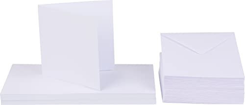 50 Doppelkarten mit 50 Umschlägen im Set weiss 10x10 cm