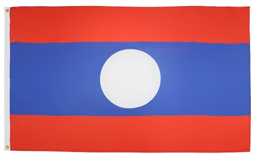 AZ FLAG - Bandera Laos - 150x90 cm - Bandera Laosiana 100% Poliéster Con Ojales de Metal integrados - 110g - Colores Vivos Y Resistente A La Decoloración