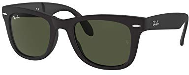 Ray Ban Unisex Sonnenbrille Wayfarer Folding Classic, Gr. 54 mm, Schwarz (Gestell: Schwarz matt, Gläser: Klassisch 601S)