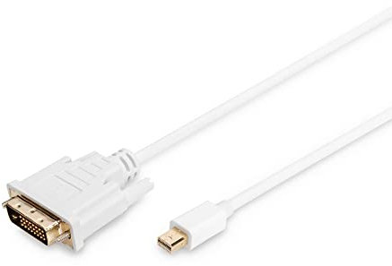 DIGITUS mini DisplayPort Adapterkabel - miniDP - DVI (24+1) - Full-HD 1080p/60Hz - Displayport 1.1a - 2.0m - mit Verriegelung - geeignet für Monitore, Grafikkarten - weiß