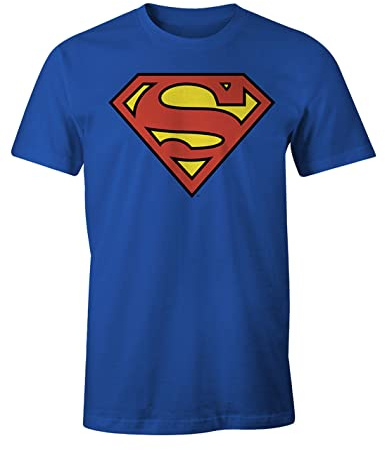 Cotton Division Officiel Superman pour Homme T-Shirt héros DC Comics | T-Shirt Graphique Tendance Cadeau Geek Coton Confortable,Logo imprimé,Cobalt,Small