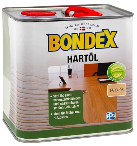 Bondex 352504 Hartöl farblos 2,5 L für 35 m² - Abriebfestes Holzöl, Hoch Belastbares Holzpflegeöl, Tiefenschutz, Natürliche Rohstoffe