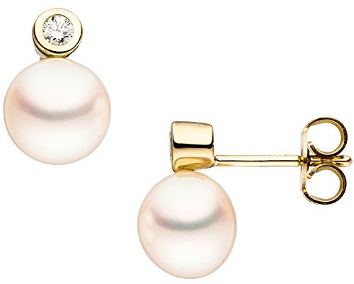 Jobo Damen-Ohrstecker aus 8 Karat 333 Gold mit Perlen und Zirkonia