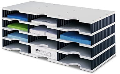 styrodoc 243990 Sortierstation trio mit 12 Fächern/268030498 723x331x293mm grau/schwarz