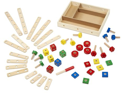 Melissa & Doug Wooden Construction Building Set in a Box (48 pcs)