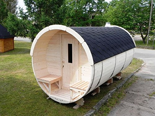 JUNIT SFF19351 Ø 1,9 m, L 3,5 m, Saunafass, Fichte mit und ohne Terrasse für 6 Personen