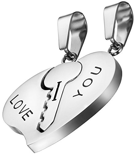 OIDEA Par halsband med nyckel hjärta pussel hängsmycke: 2 stycken silverhalsband av rostfritt stål vänskapskedja smycken gåva för par partners, Rostfritt stål, Ingen ädelsten