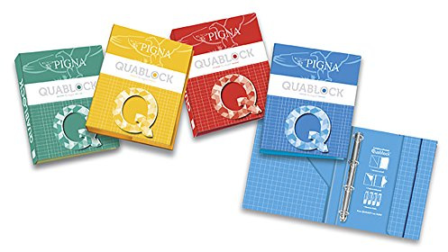 Pigna, Raccoglitore con anelli QUABLOCK, con elastico e tasche, raccoglitori con anelli, Design Elegante, Organizzazione Documenti, Formato 26,5x 31,8 centimetri, Colori Assortiti