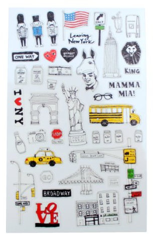 Rayher Aufkleber Jahrgang New York, 15 x 9,2 cm, Mehrfarbig, Küsten, Geblümt, Indoor, Sticker