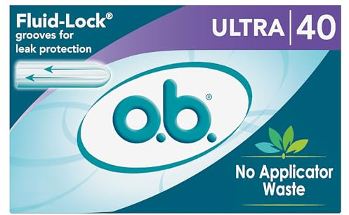 o.b. Tampons No Applicator, Fragrance-Free - 40ct | Applicator-Free Tampons Ultra, Feminine Care, ob Tampon Ultra, Period Products
