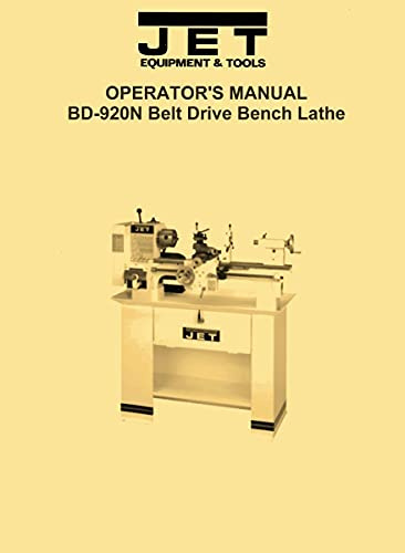 JET BD-920N 321373 9 Metal Lathe Operator's & Parts Manual, Paper Comb Bound