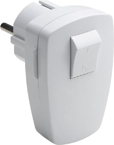 Meister Schutzkontakt-Stecker - weiß - 250 V - 16 A - Mit 2-poligem Schalter - Maximaler Kabelquerschnitt 1,5 mm² - IP20 Innenbereich - Seitliche Einführung / Winkelstecker mit Schalter / 7421210
