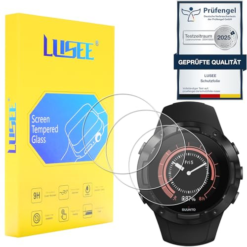 LUSEE 3 Pièces Verre Trempé pour Montre Connectée (Ronde, Diamètre 34mm) Universel Film Protection d'écran [9H Verre Dur] [HD Clair] [Anti Rayure] [Anti Empreinte] 2,5D Film de Protecteur écran