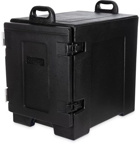 Carlisle FoodService Products Cateraide Front Loading Insulated Food Pan Carrier, for Storage and Transport of Food, 5 Pan Capacity, 25.25 x 24.25 x 17, 1 Count, Black