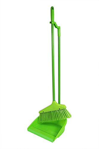 Long Handle Dustpan and Brush 2 Piece Set for Sweeping Cleaning 4 Colours Re-usable Plastic