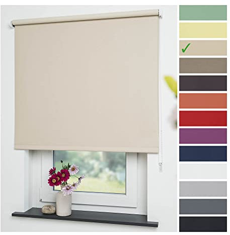 Liedeco Seitenzugrollo Uni-Verdunkelnd, Creme 62X180 cm
