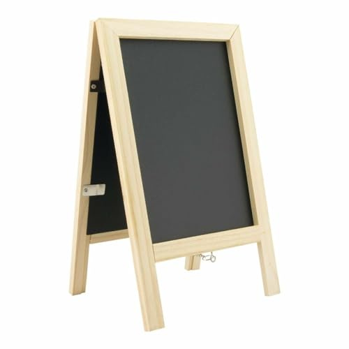 SECURIT - Mini Lavagna da Tavolo Sandwich - Per Pennarelli a Gesso Liquido - Per Caffè, Ristoranti, Bar, Negozi - Inserto Rimovibile - Doppia Faccia - Formato A5 - Base in Legno Laccato - 25x15,2x2cm