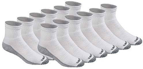 Dickies Men's Dri-Tech Moisture Control Quarter Socks, Available in M-XXL (6, 12, 18 Pairs), White (6 Pairs), Large