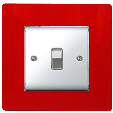 Single Light Switch Socket Coloured Acrylic Surround Finger Plate - Buy 2 GET Extra 1 Free (10 Colours) (Red)