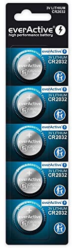 everActive CR2032 3V, 5X Lithium Knopfzelle Batterien, leistungsstärkste Batterie, 10 Jahre Haltbarkeit, 5 Stück - 1 Blisterkarte