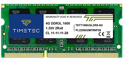 Timetec 4GB DDR3L / DDR3 1600MHz PC3L-12800 / PC3-12800 Non-ECC Unbuffered 1.35V / 1.5V CL11 2Rx8 Dual Rank 204 Pin SODIMM Laptop Notebook PC Computer Memory RAM Module Upgrade