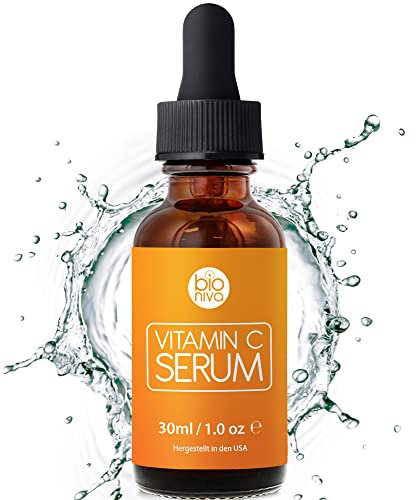 Bio Sérum Vitamine C + Acide Hyaluronique, Aloe Vera, Vitamine E et Acide Férulique pour le visage. Anti ge et Anti Rides avec ingrédients organiques de stimuler le collagène. De Bioniva 30 ml